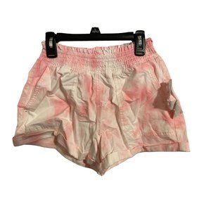 Women's Marbled Tie Dye Shorts - Vanilla Starr White/Pink Small